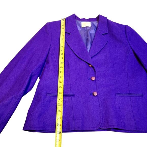 Vintage 80s Pendleton Virgin Wool Jacket Blazer Purple Grandpa Boho Cottage L - Picture 5 of 8
